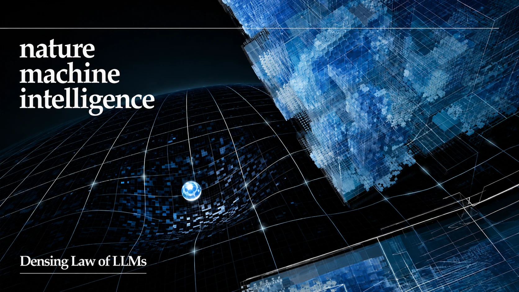 A blue volumetric data lattice illustrating machine intelligence and dense model scaling